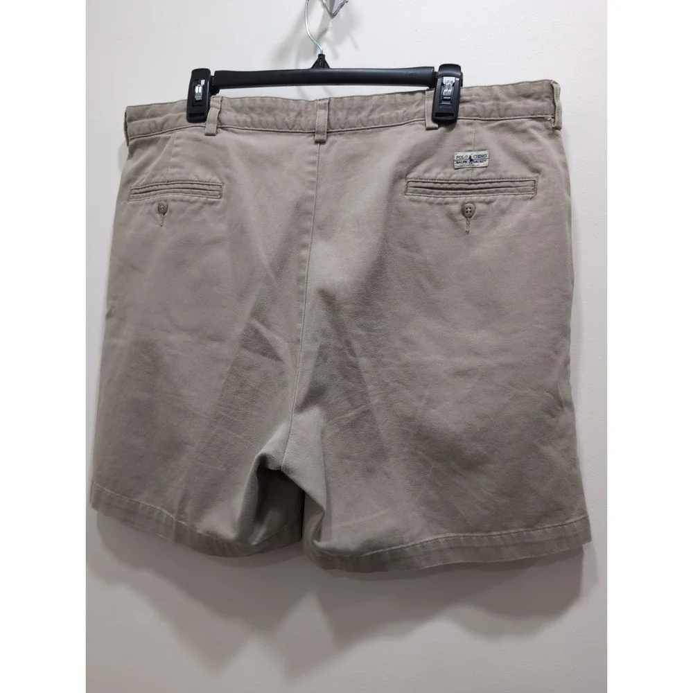 Vintage 90s Polo Ralph Lauren Andrew Pleated Chino Shorts 40 Khaki Tan Mens Y2K